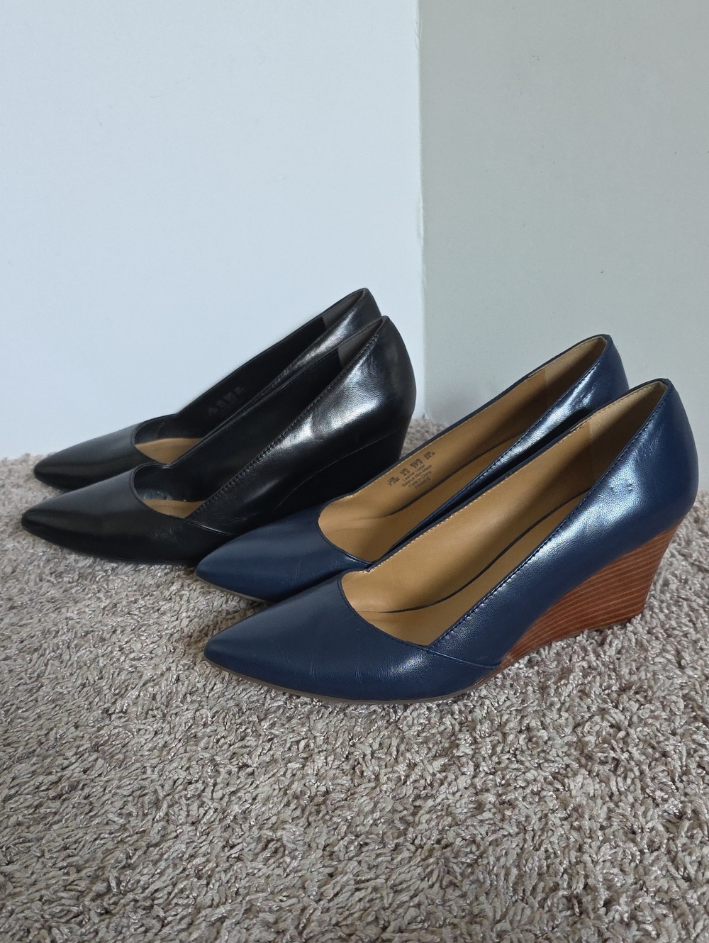 2 Pairs Franco Sarto Frankie Wedge Pumps Black Navy